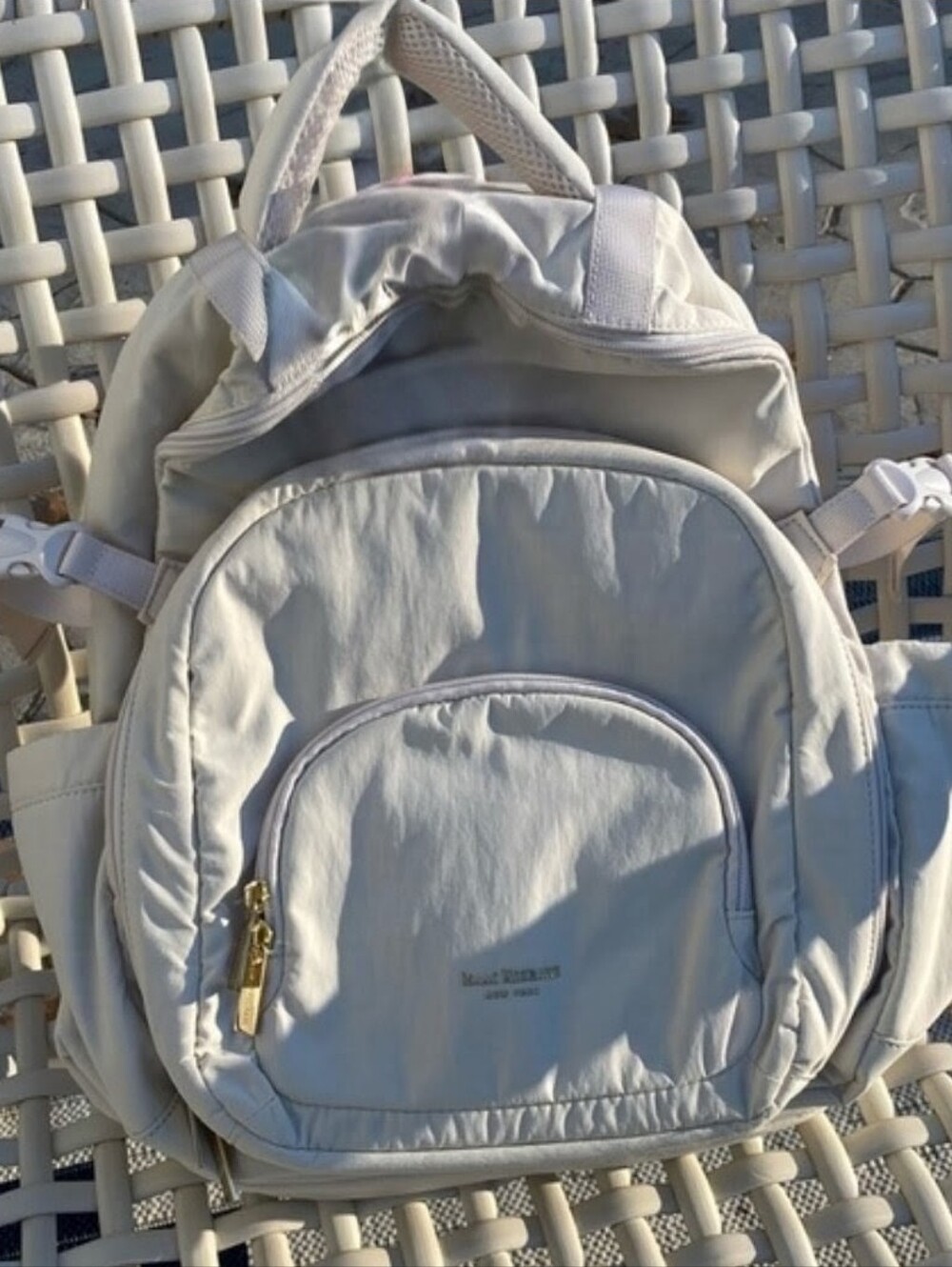 Isaac Mizrahi viral backpack cream ivory /gold Hardware, Exc Condition